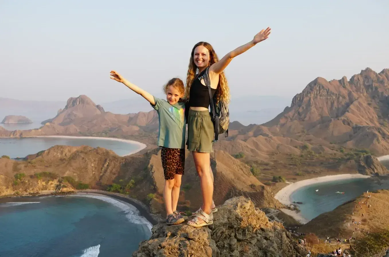 A family at the Padar Island viewpoint