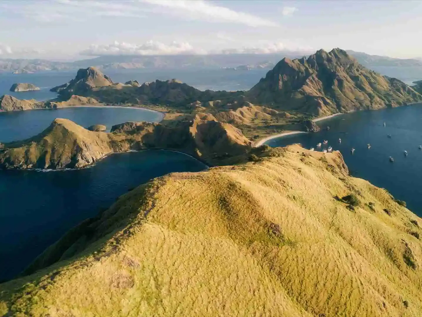 Aerial view along the Padar Island ridge