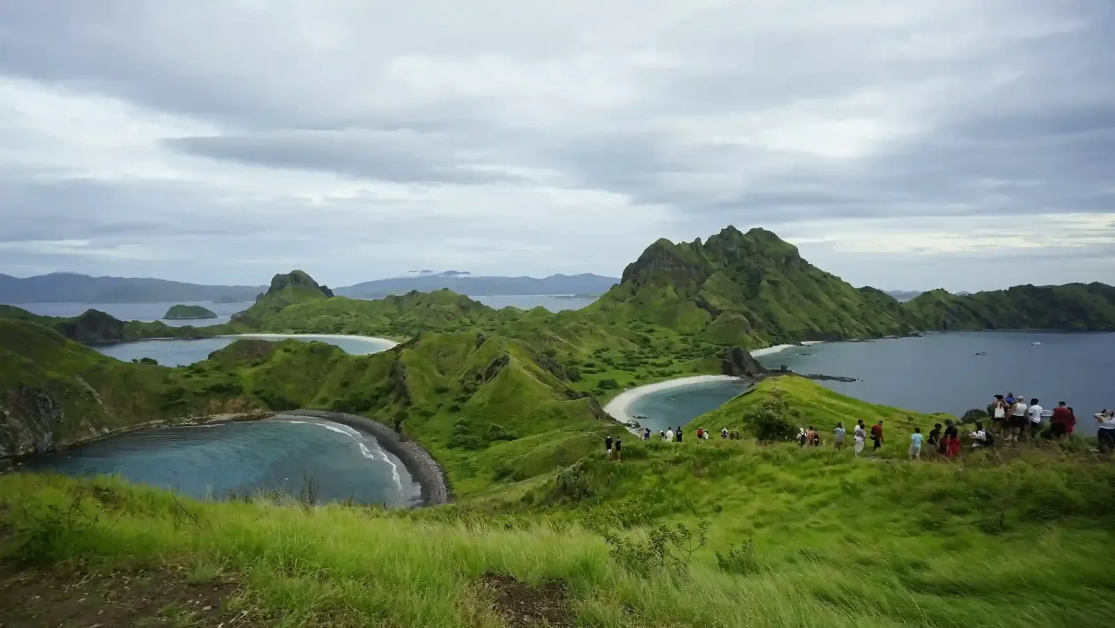 Padar Island ridge and its three bays in the green season