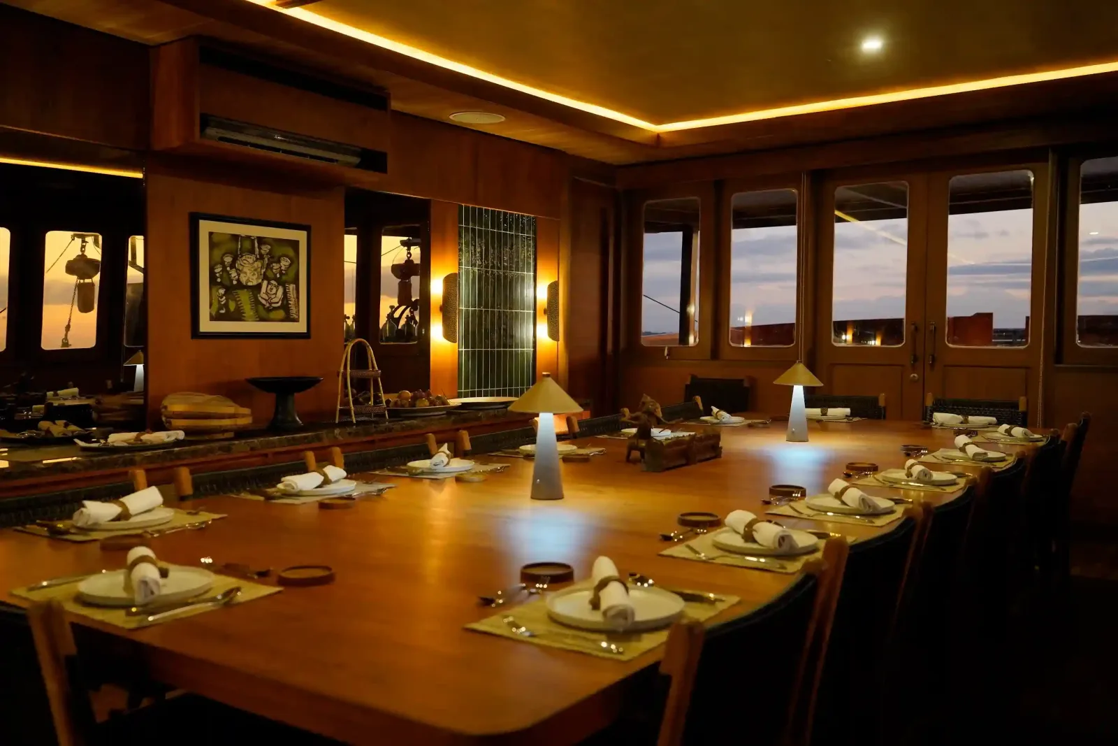 The dining saloon aboard a phinisi