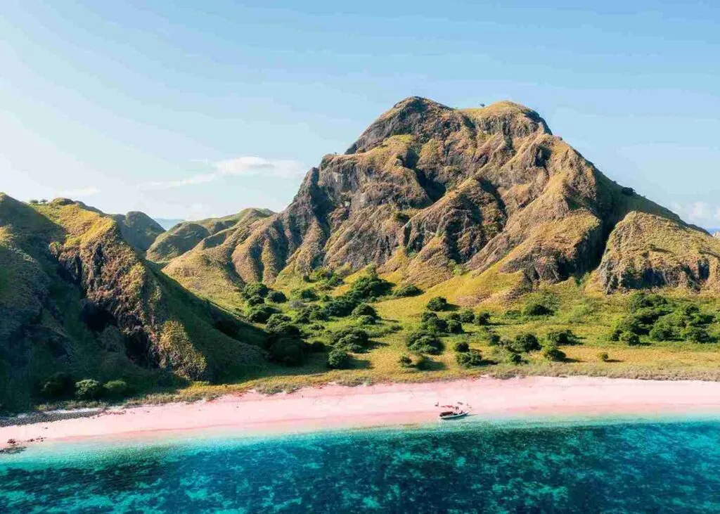 Pink Beach from the air