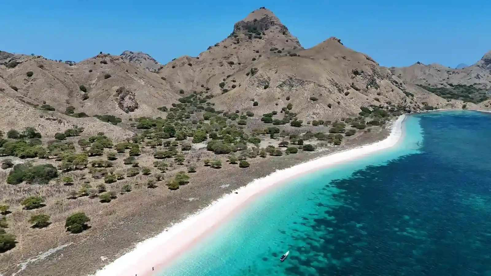 The pink shoreline of Pink Beach