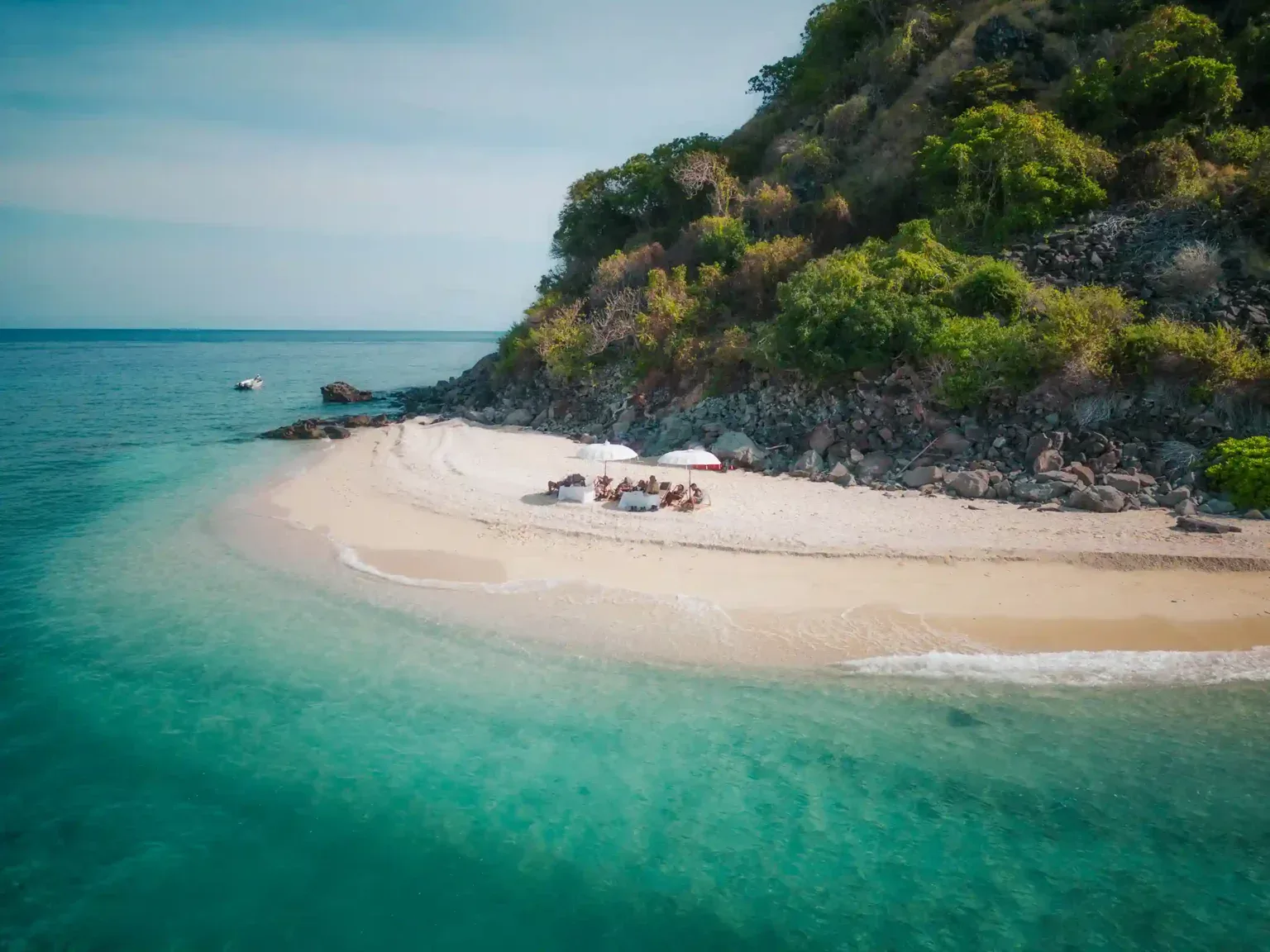 A private cove with clear water